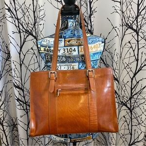 Valentina Tan Leather Briefcase Men’s Women’s